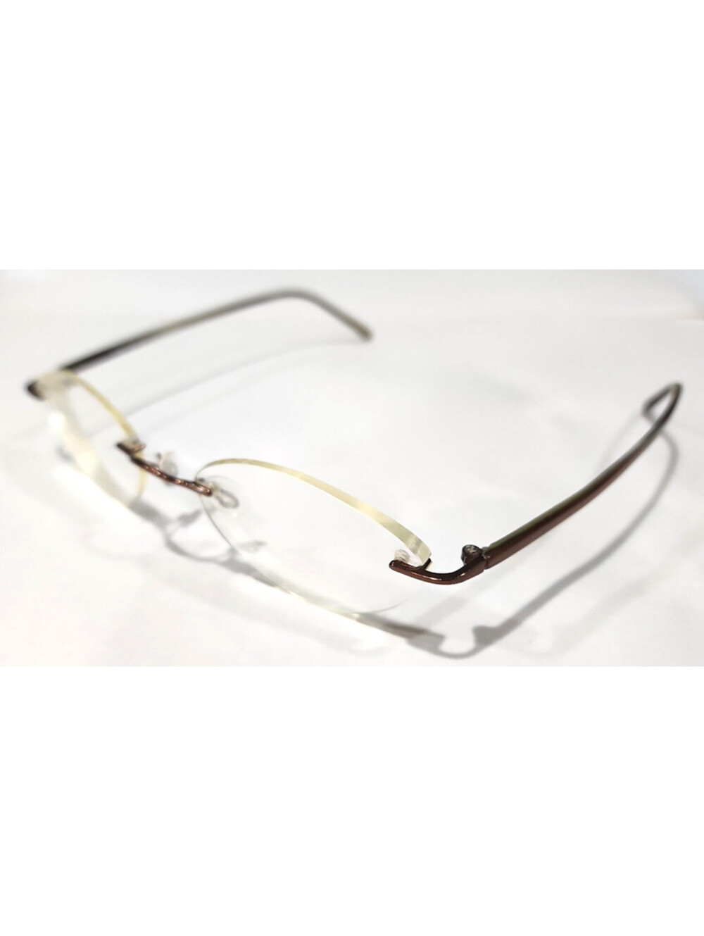 Marchon Airlock 2 Brown Small Oval Rimless Eyeglasses 49-21 135